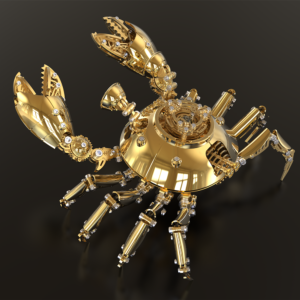 3D Metal Puzzles Model Kits, Golden Mechanical Crab DIY Assembly Model