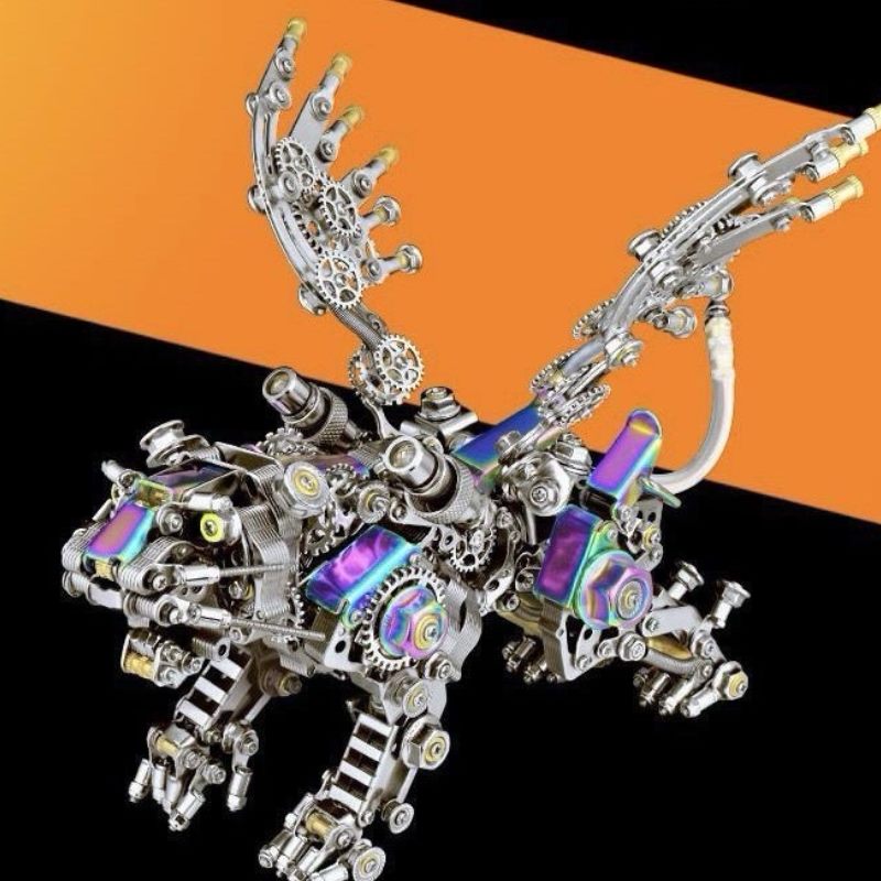 Cyberpunk animal 3D metal puzzle with mechanical details