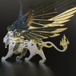 3D Metal Puzzles Model Kits, Mechanical Winged Lion  DIY Assembly Model