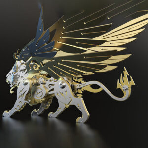 3D Metal Puzzles Model Kits, Mechanical Winged Lion  DIY Assembly Model