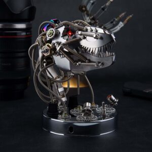 Steampunk 3D Metal Puzzles Model Kits, Mechanical T-Rex Dinosaur Skull DIY Assembly Model