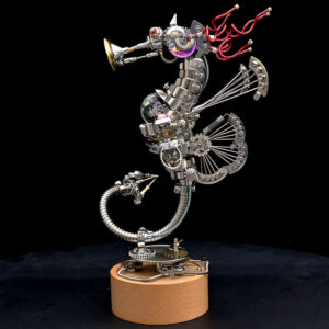 3D Metal Puzzles Model Kits, Steampunk Mechanical Seahorse DIY Assembly Model with Music Box